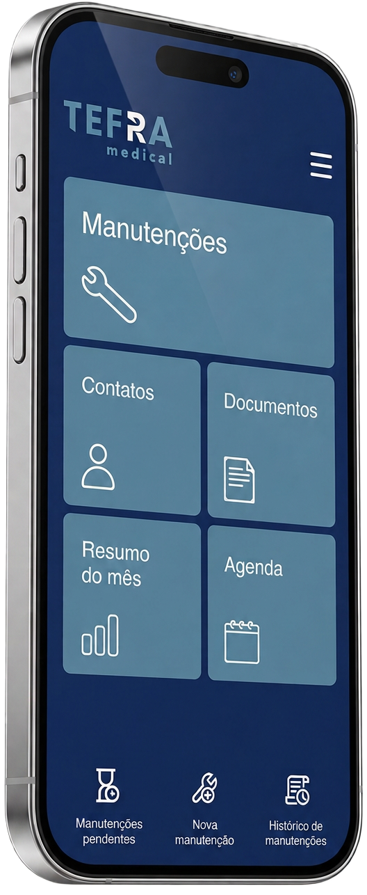 TEFRA Medical no celular para acompanhamento da manutenção